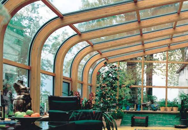 Sunroom incurvé par clôtures de cadre en acier de Sunroom de toit de plate-forme de Four Seasons 0