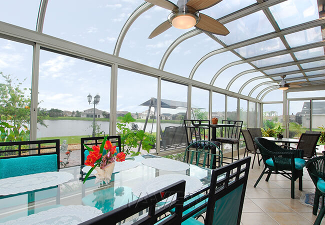 Sunroom incurvé par clôtures de cadre en acier de Sunroom de toit de plate-forme de Four Seasons 1