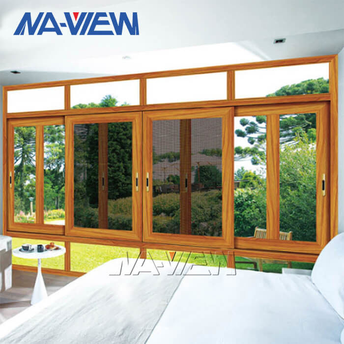 Fenêtre de glissement en verre horizontale de cadre en aluminium de texture en bois de Guangdong NAVIEW fournisseur