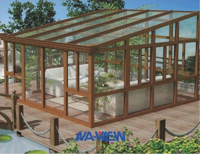 Prolongements en verre de Sunroom de solarium et de conservatoire de Sunroom de toit de pignon d'alliage d'aluminium 0